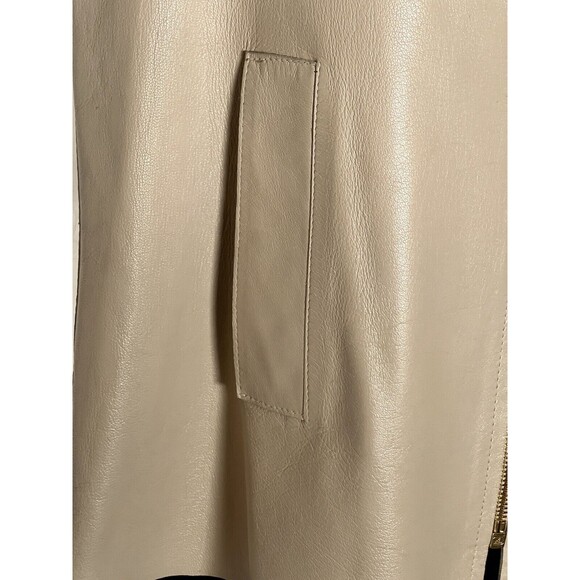 Oscar De La Renta Genuine Leather Vest Beige Gold Zipper Size 10 Made In USA - Picture 8 of 16